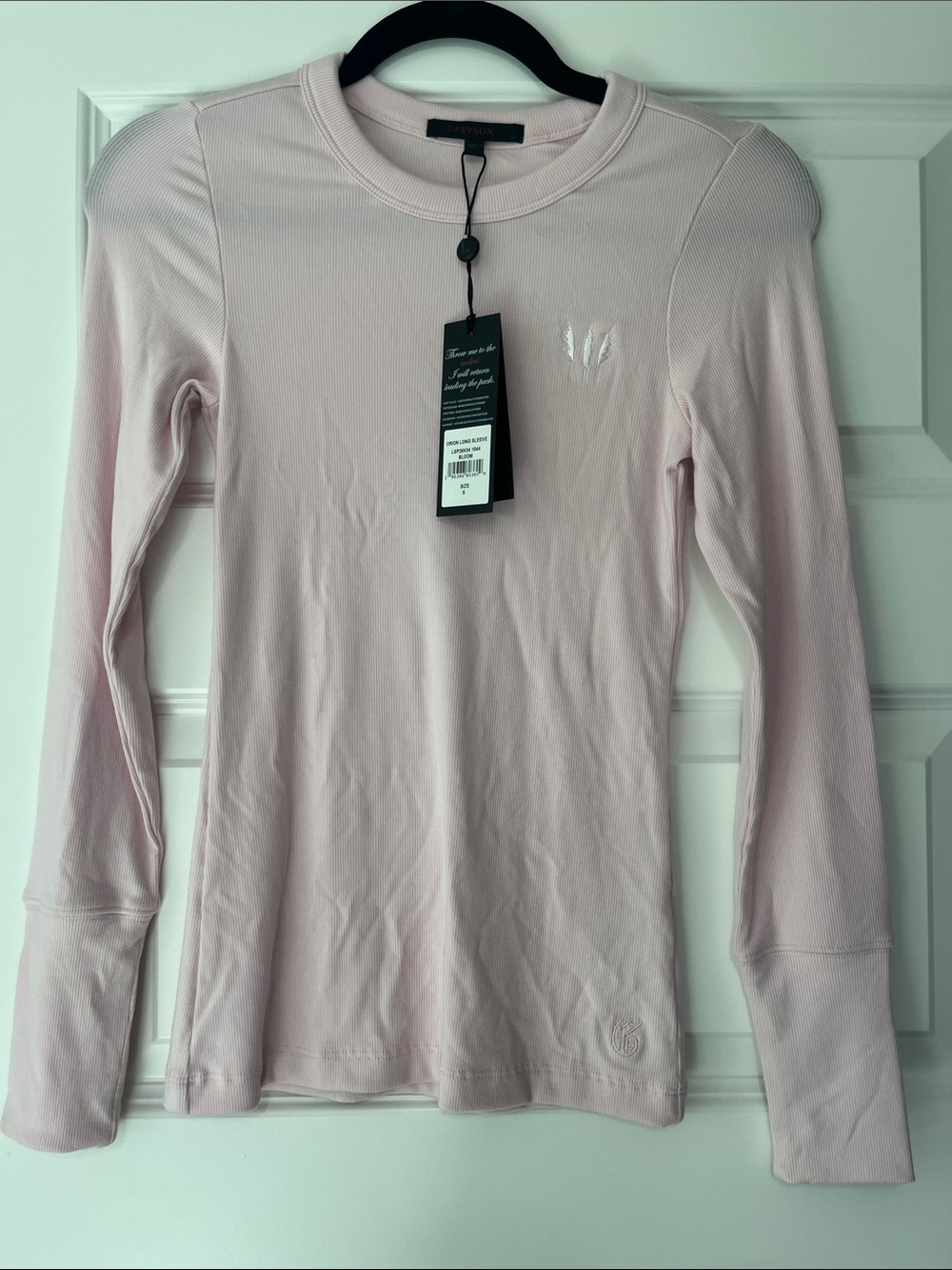 Greyson Blush Pink Ribbed Long-Sleeve Crewneck